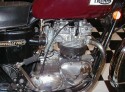 Closeup of the 750cc Bonneville engine.